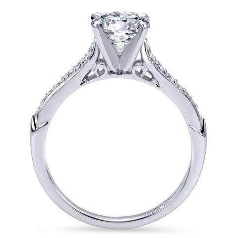 Gabriel Bridal Collection White Gold Diamond Straight Milgrain Channel Engagement Ring (0.2 ctw)