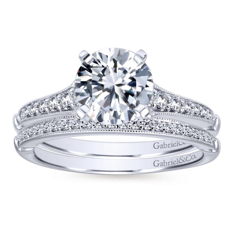 Gabriel Bridal Collection White Gold Diamond Straight Milgrain Channel Engagement Ring (0.2 ctw)