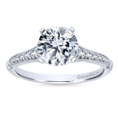 Gabriel Bridal Collection White Gold Diamond Straight Milgrain Channel Engagement Ring (0.2 ctw)