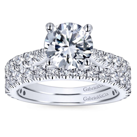 Gabriel Bridal Collection White Gold Diamond Diamond Accent Straight Engagement Ring (0.81 ctw)