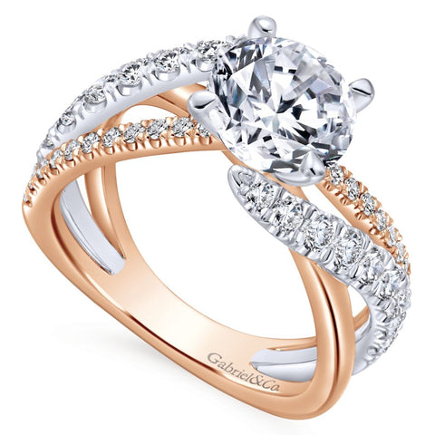 Gabriel Bridal Collection White and Pink Gold Free Form Engagement Ring (0.79 ctw)