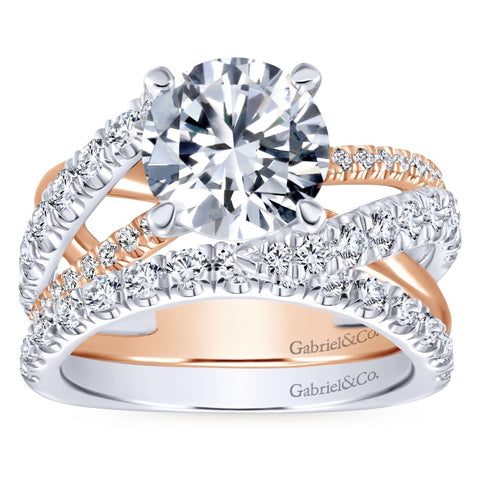Gabriel Bridal Collection White and Pink Gold Free Form Engagement Ring (0.79 ctw)