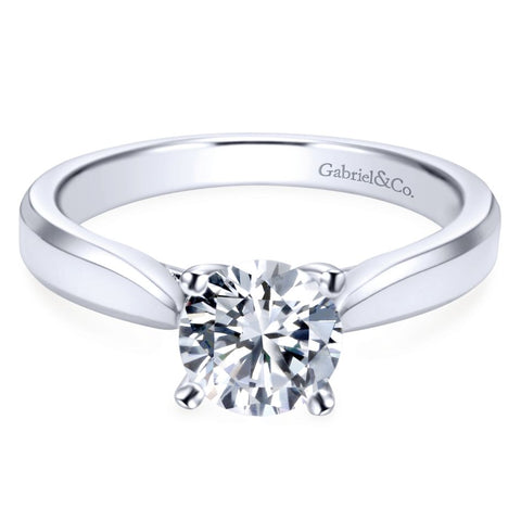 Gabriel Bridal Collection White Gold Round Solitaire Engagement Ring with Trellis Setting