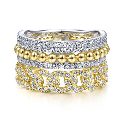 Gabriel & Co. Contemporary Yellow Gold|White Gold Jewelry Ring (1.01 CTW)