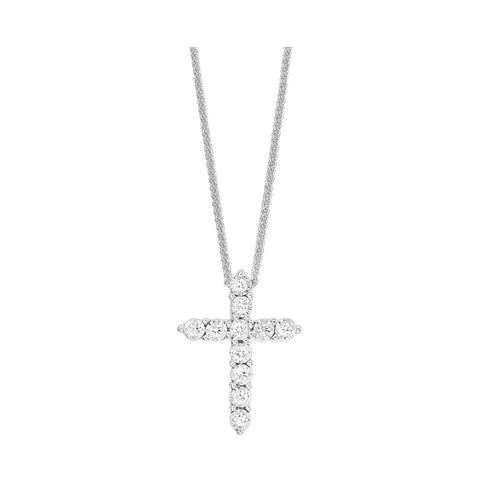 10K White Gold or Sterling Silver Diamond Cross Pendant (0.10 CTW)
