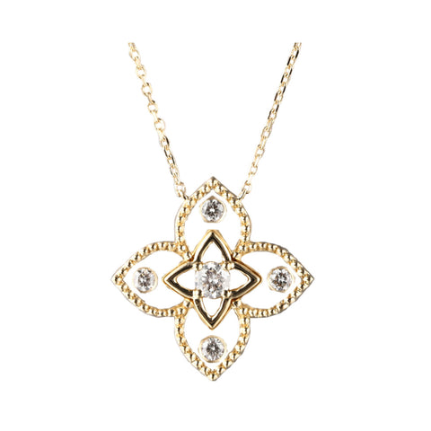 14K Yellow Gold Quatrefoil Diamond Fashion Reversible Pendant (0.20CTW)