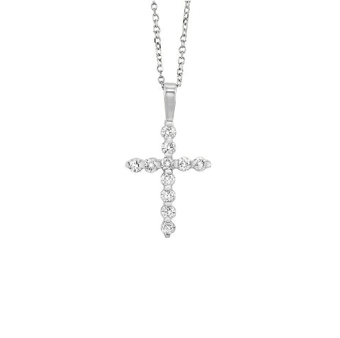 14kw cross bar set diamond necklace 1/3ct, fr1245-4y