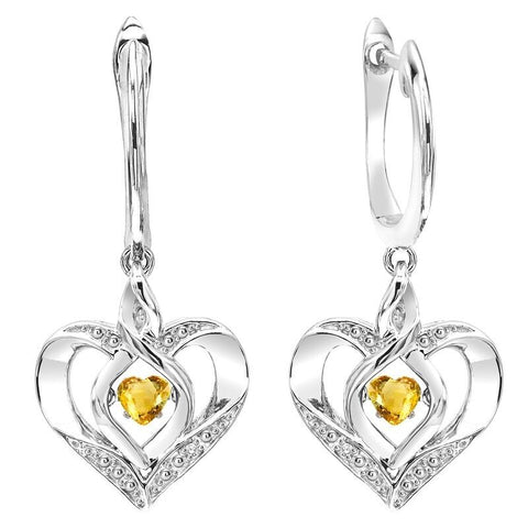 Silver Diamond & Created Citrine Earring