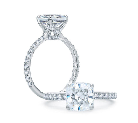 A.JAFFE Art Deco Cushion Diamond Engagement Ring Setting (0.48 ctw)