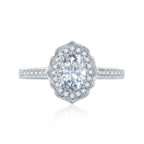 A.JAFFE Seasons of Love Oval Diamond Engagement Ring Setting (0.20 ctw)