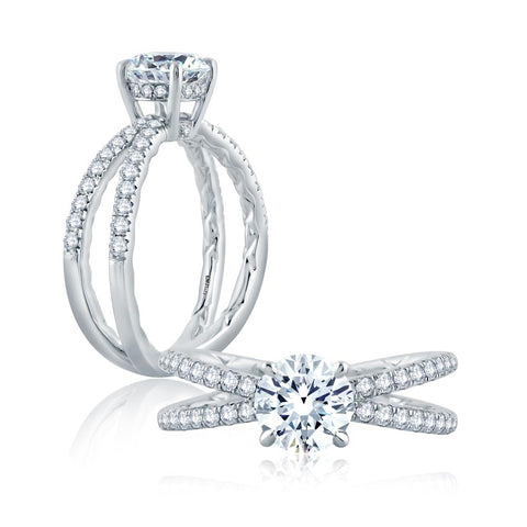 A.JAFFE Classics Round Diamond Engagement Ring Setting (0.46 ctw)