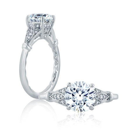 A.JAFFE Art Deco Round Diamond Engagement Ring Setting (0.11 ctw)