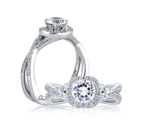 A.JAFFE Art Deco Round Diamond Engagement Ring Setting (0.34 ctw)