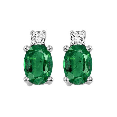 14kw color ens prong emerald earrings 1/14ct, h946-5-4wc