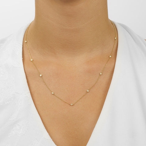 14K Gold Diamonds By The Yard Bezel Diamond Necklace (0.25, 0.50, 0.75, 1.00, 1.50 or 2.00CTW)