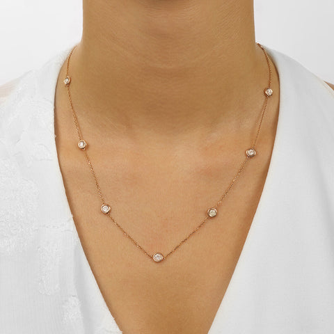 14K Gold Diamonds By The Yard Bezel Diamond Necklace (0.25, 0.50, 0.75, 1.00, 1.50 or 2.00CTW)