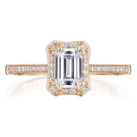 Tacori 14k Rose Gold Coastal Crescent Collection Classic Engagement Ring Setting 0.24CTW