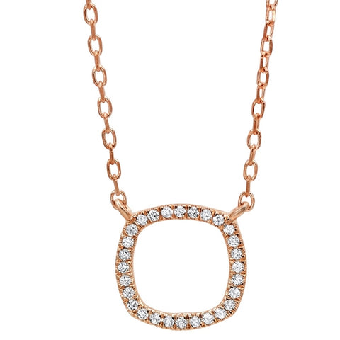 14kt Rose Gold Square Shaped Diamond Pendant