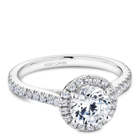Noam Carver White Gold Diamond Engagement Ring Setting with Halo (0.39 CTW)