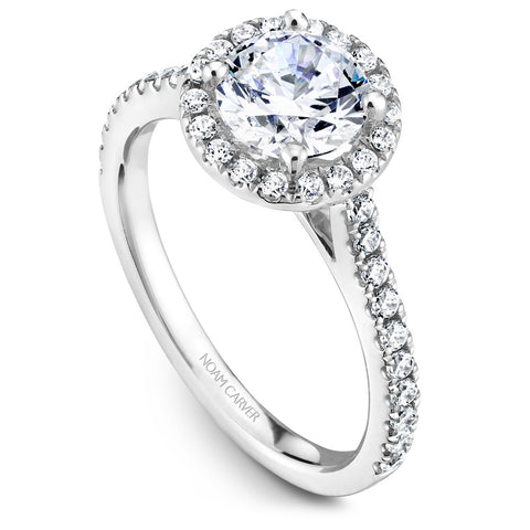 Noam Carver White Gold Diamond Engagement Ring Setting with Halo (0.39 CTW)