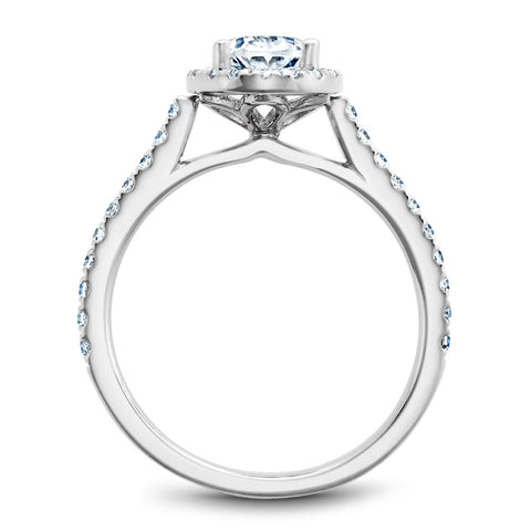 Noam Carver White Gold Oval Diamond Engagement Ring Setting with Halo (0.39 CTW)