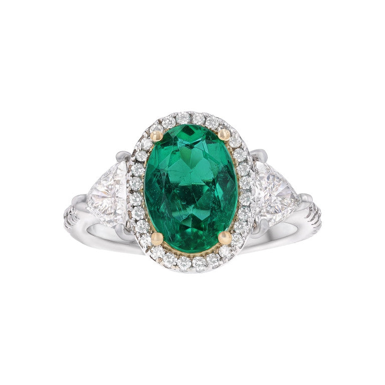 Oval Emerald and Diamond Ring