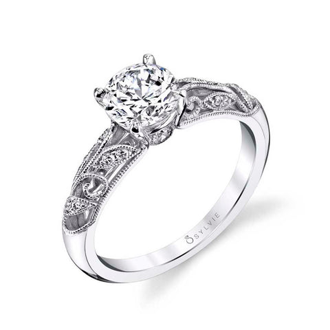Sylvie Roial Round Vintage Engagement Ring Setting