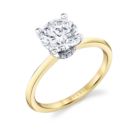 Sylvie Round Solitaire Hidden Halo Engagement Ring Setting