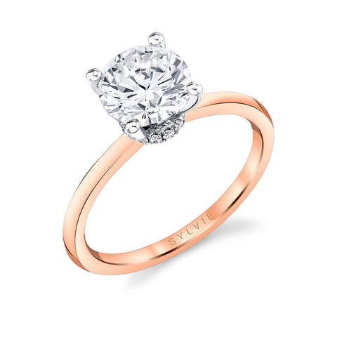 Sylvie Round Solitaire Hidden Halo Engagement Ring Setting
