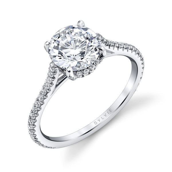 Sylvie Steffi Round Classic Hidden Halo Engagement Ring Setting