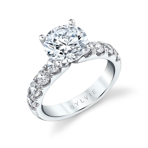 Sylvie Andrea Round Classic Wide Band Engagement Ring Setting