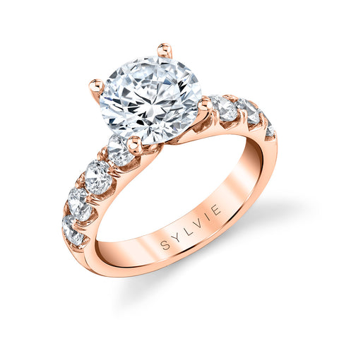 Sylvie Andrea Round Classic Wide Band Engagement Ring Setting