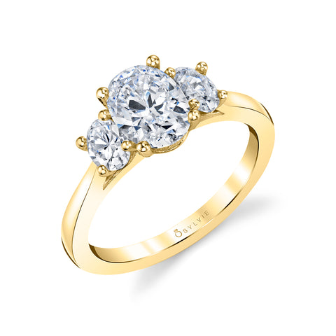 Sylvie Guinevere Oval Three Stone Engagement Ring Setting