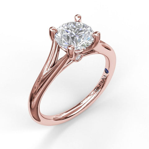 FANA Round Cut Solitaire Engagement Ring Setting With Delicate Split Band