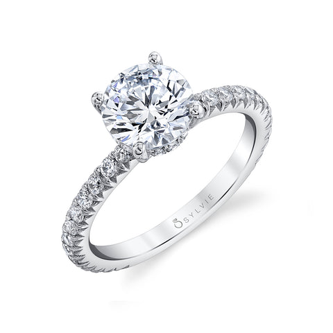 Sylvie Round Cut Classic ½ Way Engagement Ring Setting