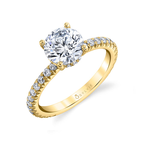 Sylvie Round Cut Classic ½ Way Engagement Ring Setting