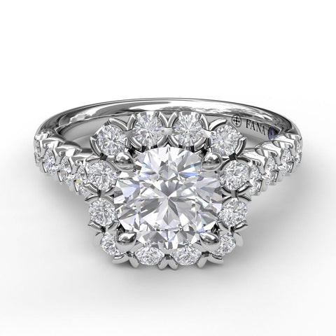 Large Cushion Halo Engagement Ring