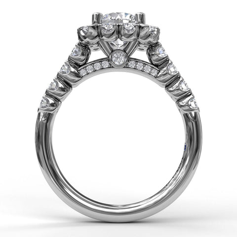 Large Cushion Halo Engagement Ring