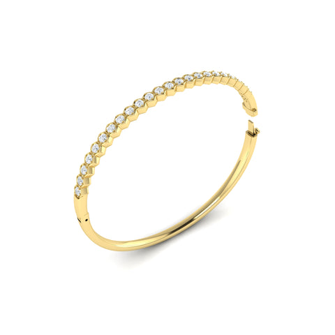 Vlora Serafina 14K Diamond Honeycomb Hinged Bangle (Diamond 1.38CTW)