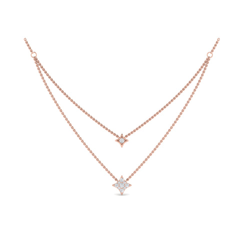Vlora Estrella 14K Two Row Diamond Vlora Star Pendant Necklace (0.33CTW)