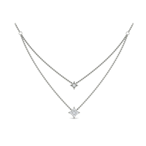 Vlora Estrella 14K Two Row Diamond Vlora Star Pendant Necklace (0.33CTW)