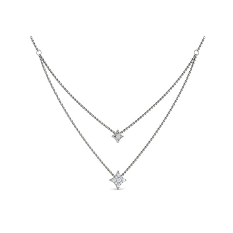 Vlora Estrella 14K Two Row Diamond Vlora Star Pendant Necklace (0.33CTW)