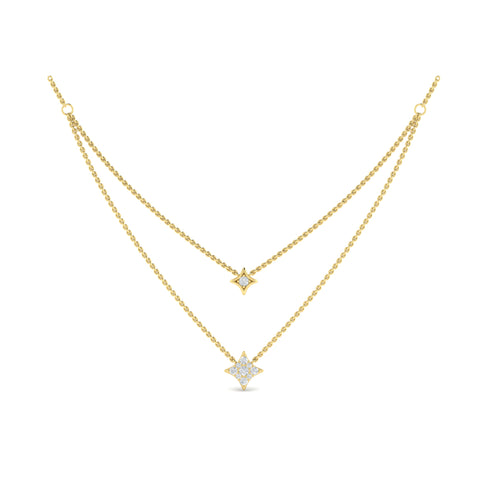 Vlora Estrella 14K Two Row Diamond Vlora Star Pendant Necklace (0.33CTW)