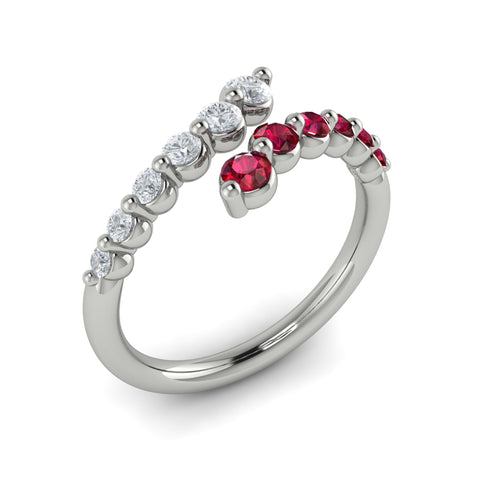 Vlora Adella14K Diamond and Ruby Open Wrap Ring (0.26CTW Diamond, 0.36CTW Ruby)