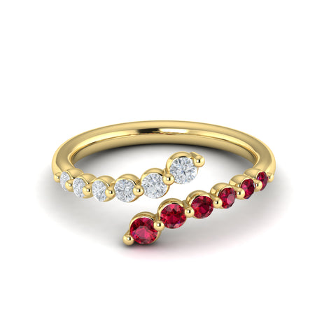 Vlora Adella14K Diamond and Ruby Open Wrap Ring (0.26CTW Diamond, 0.36CTW Ruby)