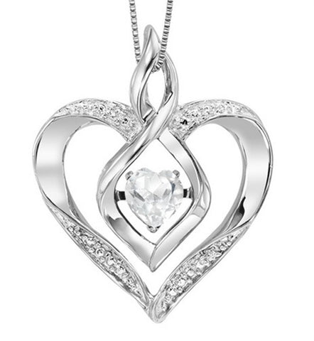 Silver Diamond & Created White Topaz Pendant