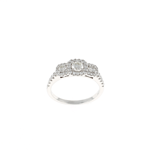 Three Stone Halo Complete Engagement Ring (.46CTW)