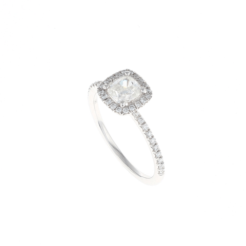 Cushion Halo Complete Engagement Ring (1.06CTW)