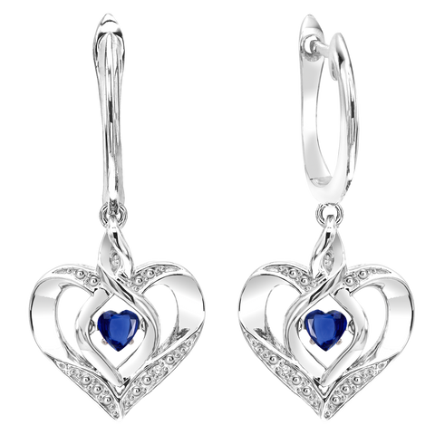 Silver Diamond & Created Sapphire Earring