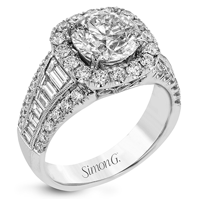 Simon G. Round Cut Cushion Halo Engagement Ring Setting (1.66CTW)